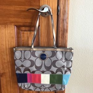 Coach Tote with Rainbow Detail